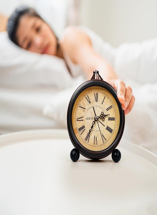 AERYS Table Clock Retro Twin Bell Metal Frame Alarm Clock & Silent Motion, High Volume Bedside Luminous Alarm for Bedroom/Office (Roman Vintage), Analog, 13 Cm, 17.5 Cm, Roman Alarm Clock, Brown - Image 4